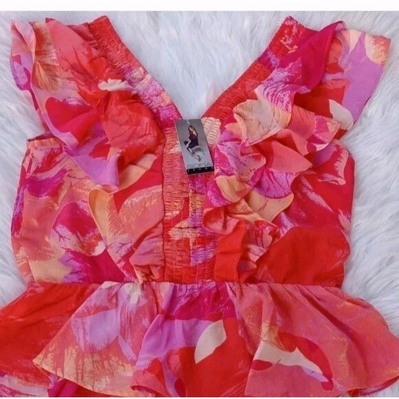 Sofia Jeans By Sofia Vergara Women's Short Sleeve Smocked Ruffle Top Size S - Picture 10 of 10